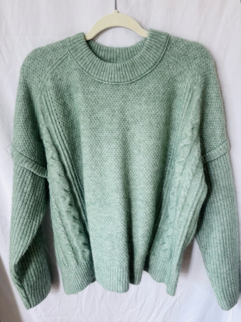 Madewell Sage Fisherman’s Sweater Recycled Material Wool Alpaca Blend